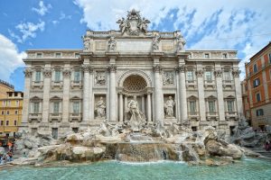 The spectacular Trevi Fountain, the largest and most famous fountain in Rom